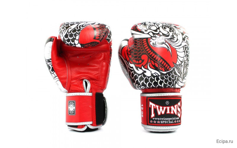 Боксерские перчатки Twins Special FBGVL3-52 Dragon red silver 10 oz