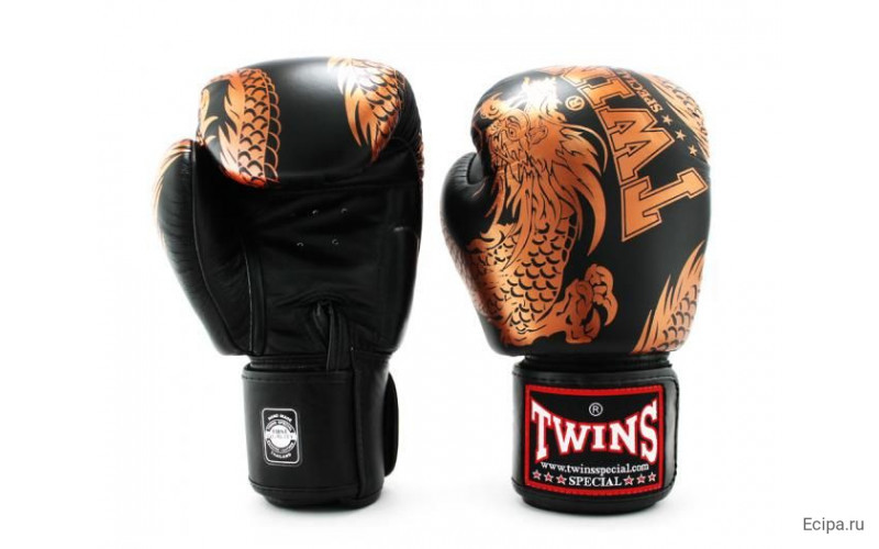 Боксерские перчатки TWINS FBGVL3-49 black brown 12 oz